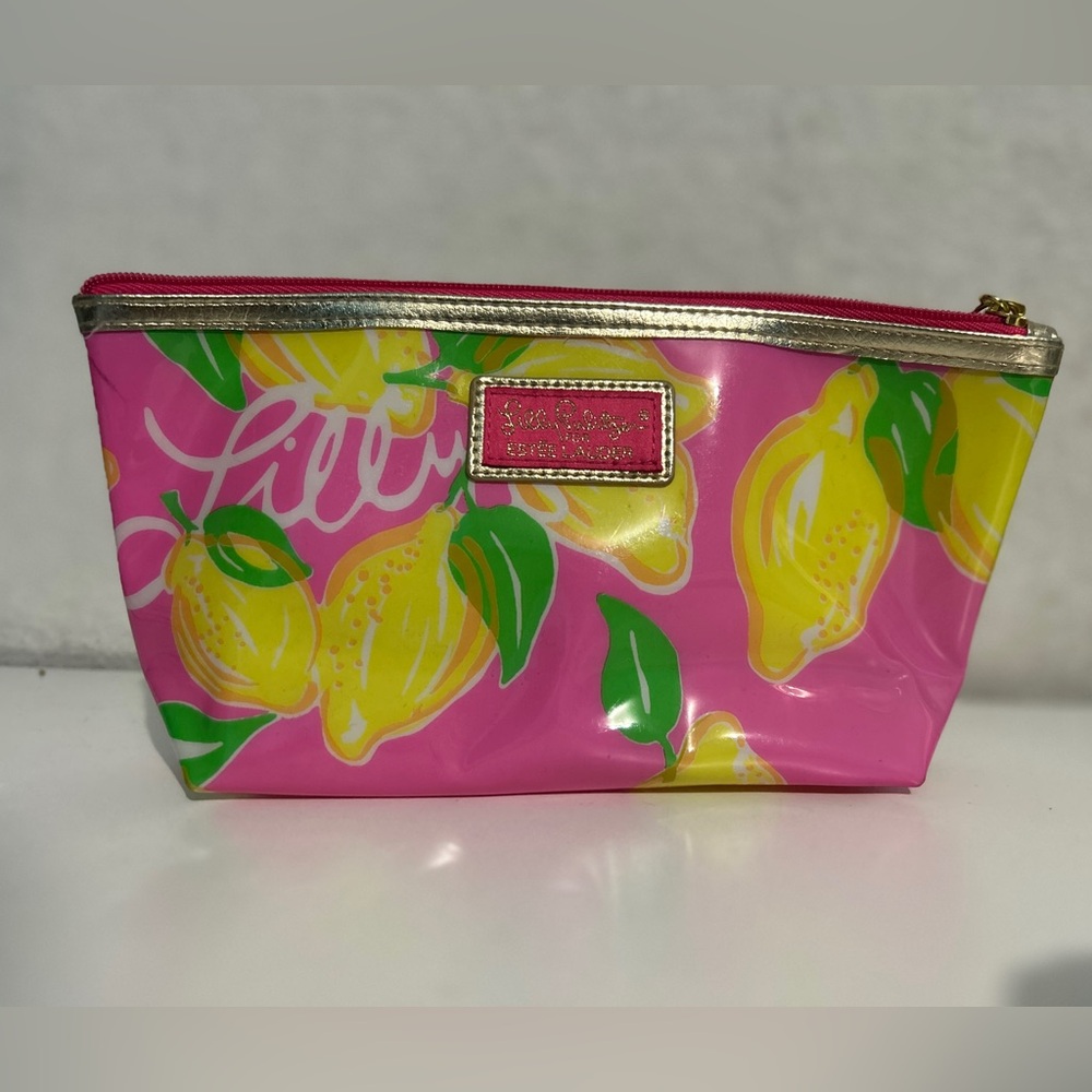Lilly Pulitzer For Estee Lauder Cosmetic Makeup Bag Travel Case Pink & Lemons